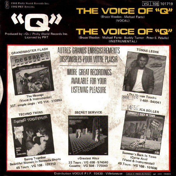 Q (10) : The Voice Of "Q" (7", Single)