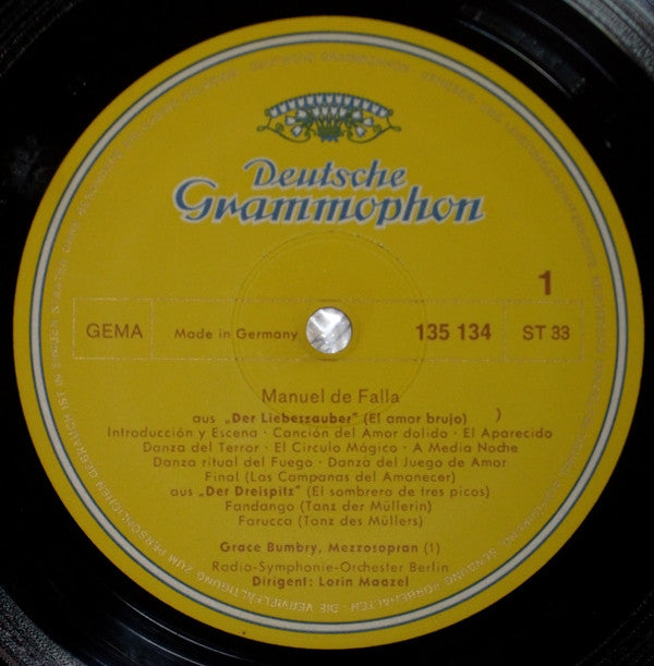 Manuel De Falla, Lorin Maazel, Margrit Weber, Rafael Kubelik : Tänze Aus "Der Liebeszauber", Tänze Aus "Der Dreispitz", Nächte Im Spanischen Garten (LP, Comp)