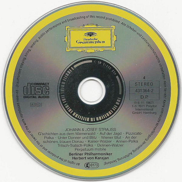 Johann Strauss Jr. & Josef Strauß - Berliner Philharmoniker / Herbert von Karajan : Karajan Festival 2 Vol 4 (Johann & Josef Strauss) (CD, Comp, RM)