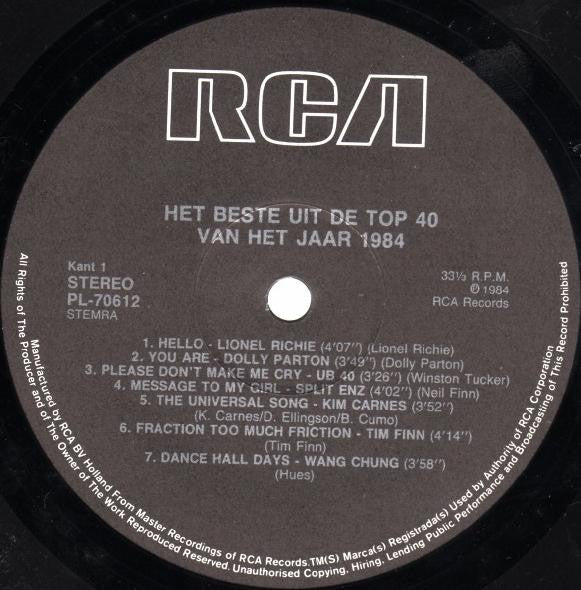 Various : Het Beste Uit De Top 40 Van Het Jaar '84 (2xLP, Comp)