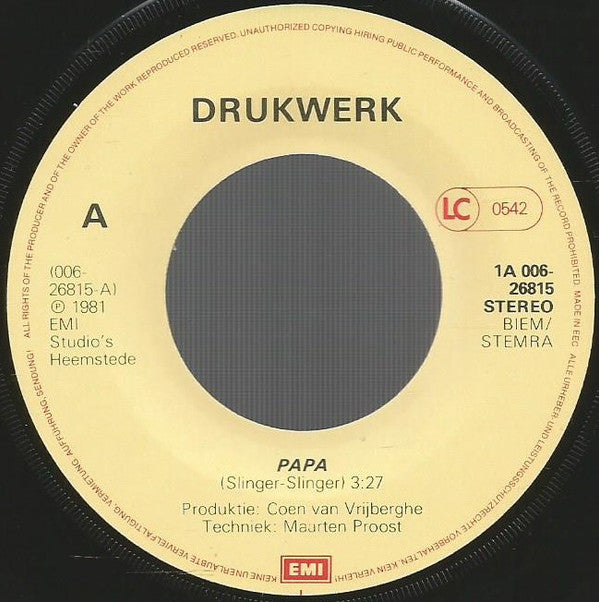 Drukwerk : Pappa  (7", Single)