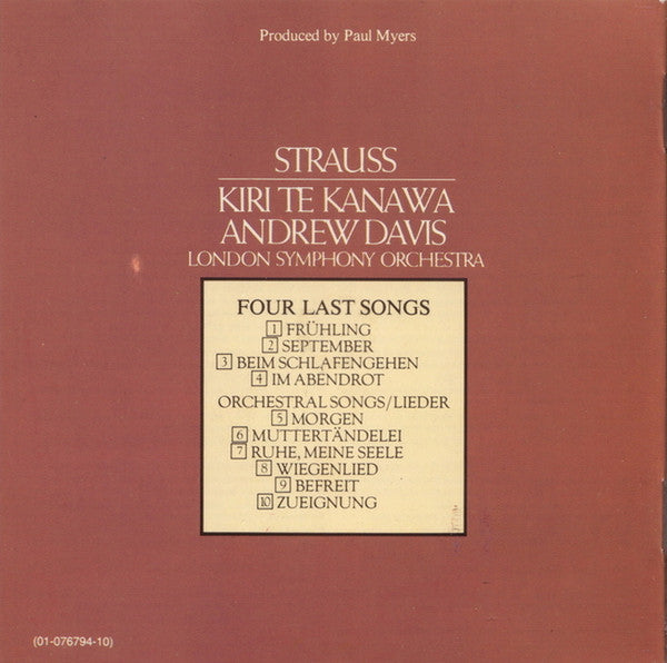 Kiri Te Kanawa, Richard Strauss, Andrew Davis, London Symphony Orchestra : Four Last Songs / Orchestral Songs (CD, RE)