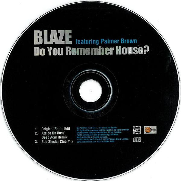 Blaze Featuring Palmer Brown : Do You Remember House? (CD, Single)
