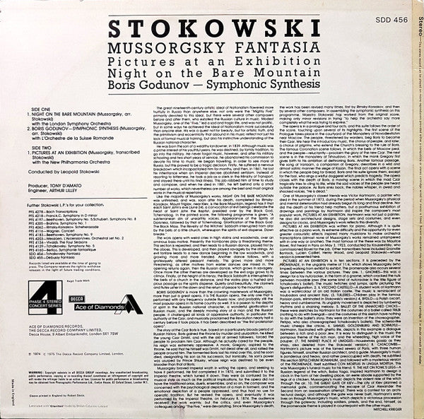 Leopold Stokowski : Mussorgsky Fantasia (Pictures At An Exhibition / Night On The Bare Mountain / Boris Godunov – Symphonic Synthesis) (LP, Comp)