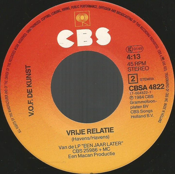 VOF De Kunst : Het Is Beter Zo (7", Single)