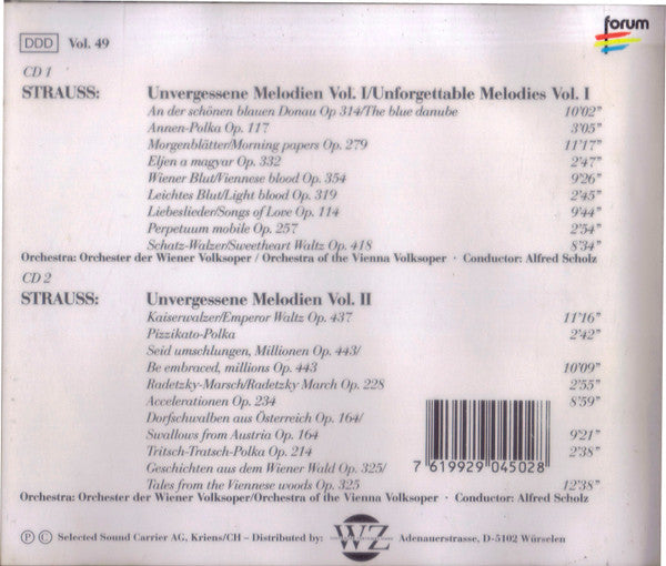 Johann Strauss Jr., Wiener Volksopernorchester, Alfred Scholz : An Der Schönen Blauen Donau (2xCD, Comp)