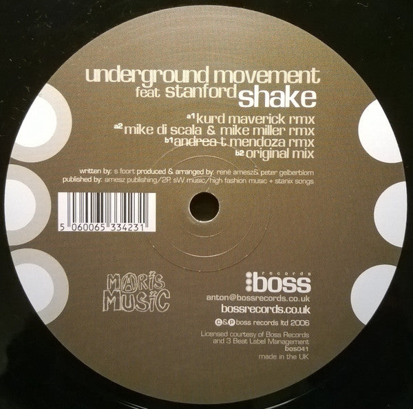 Underground Movement (4) Feat Stanford : Shake (12")