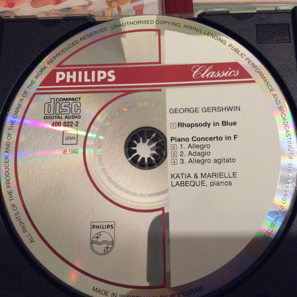 George Gershwin - Katia Et Marielle Labèque : Rhapsody In Blue • Piano Concerto In F (Versions For Two Pianos) (CD, Album, RM)