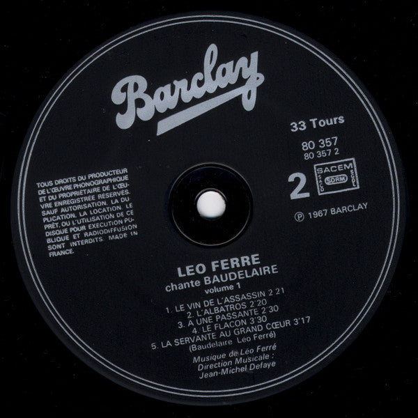 Léo Ferré : Léo Ferré Chante Baudelaire (2xLP, Album, RP, Gat)