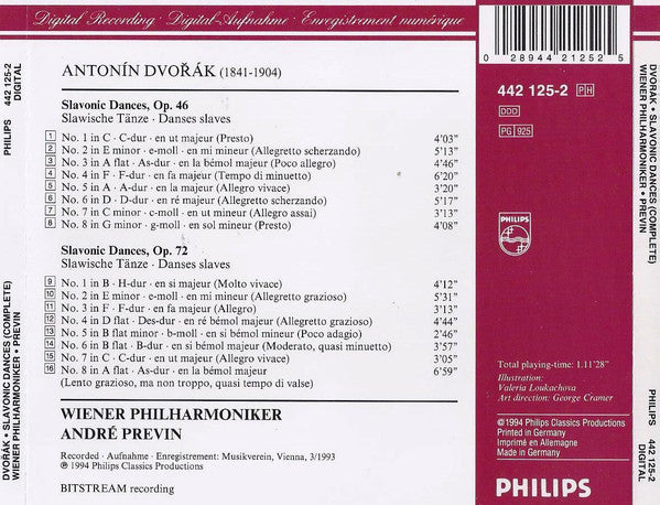 Dvořák*, Wiener Philharmoniker, André Previn : Slavonic Dances Complete (CD, Album)