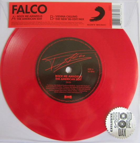 Falco : Rock Me Amadeus (The American Edit) / Vienna Calling (The New '86 Edit / Mix) (7", RSD, Single, Ltd, RE, Red)