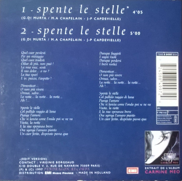 Emma Shapplin : Spente Le Stelle (CD, Single)
