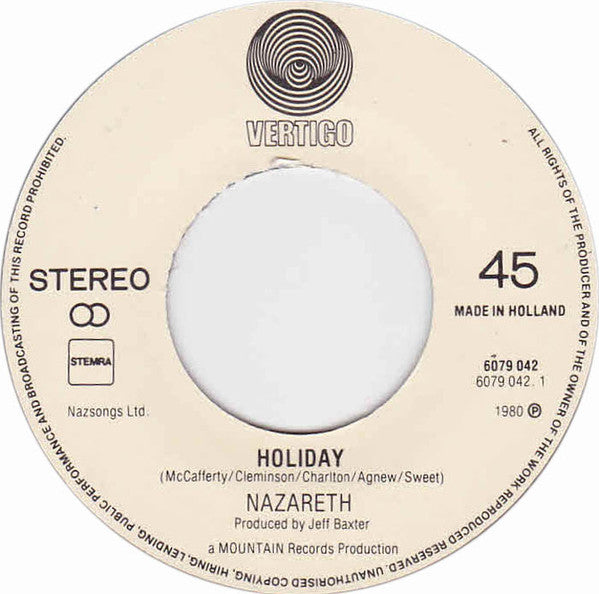Nazareth (2) : Holiday / Talkin' About Love (7")