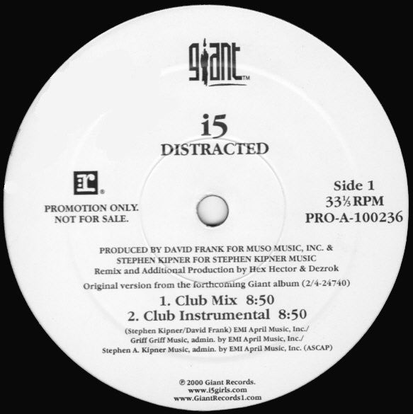 i5 : Distracted (Remixes By Hex Hector) (12", Promo)