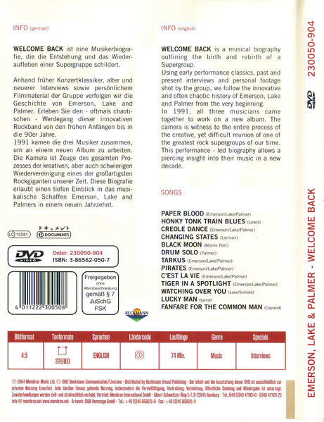 Emerson, Lake & Palmer : Welcome Back (DVD-V, RE)
