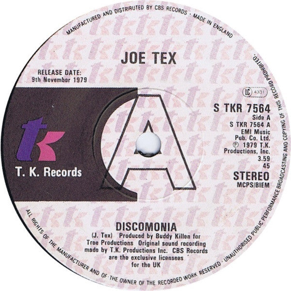 Joe Tex : Discomonia (7", Single, Promo)