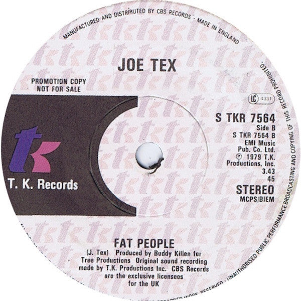 Joe Tex : Discomonia (7", Single, Promo)