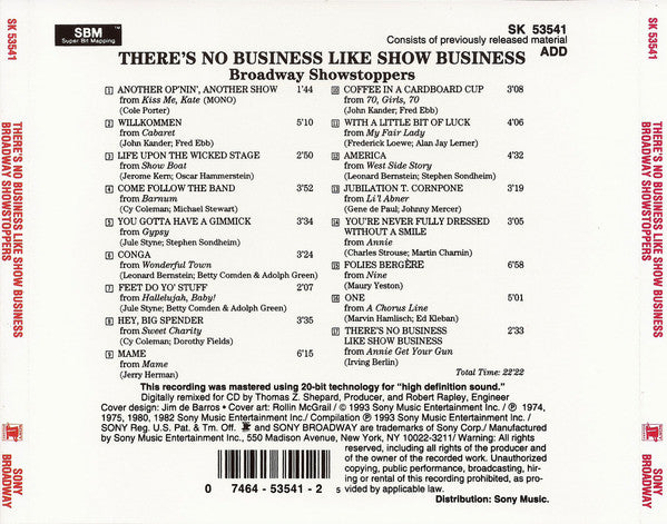 Various : There's No Business Like Show Business: Broadway Showstoppers (CD, Comp, RE)