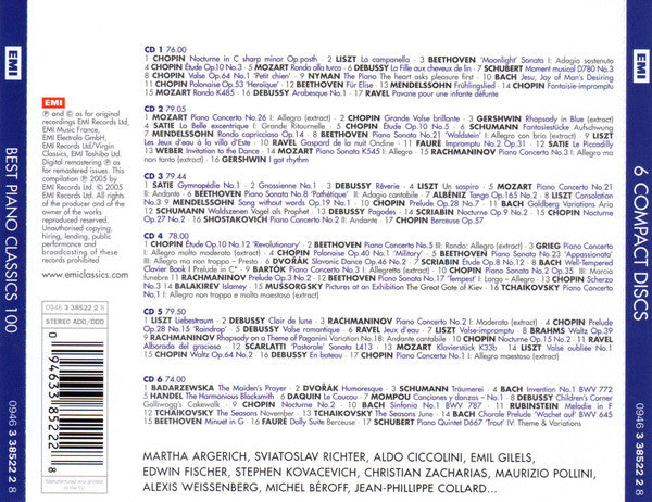 Various : Best Piano Classics 100 (6xCD, Comp, RM, RP)