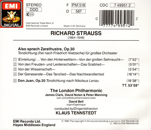 Richard Strauss  -  London Philharmonic Orchestra, Klaus Tennstedt : Also Sprach Zarathustra / Don Juan (CD, Album)