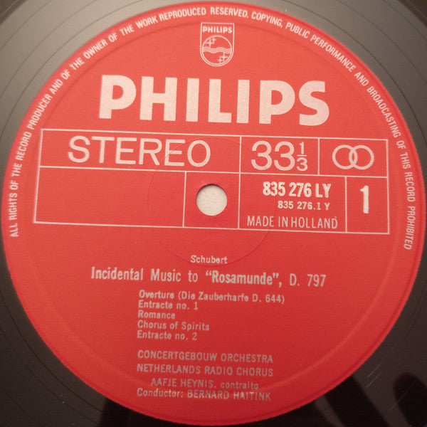 Franz Schubert, Bernard Haitink, Concertgebouworkest, Aafje Heynis, Groot Omroepkoor = Groot Omroepkoor : Rosamunde (LP)