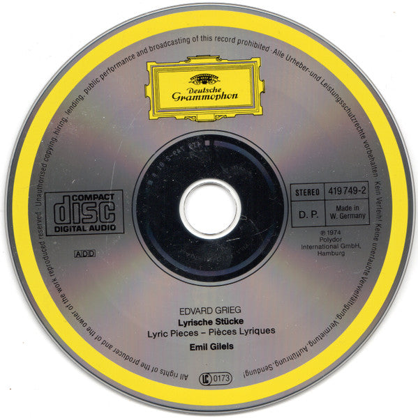 Edvard Grieg, Emil Gilels : Lyrische Stücke = Lyric Pieces = Pièces Lyriques (CD, Album, RE, RP)