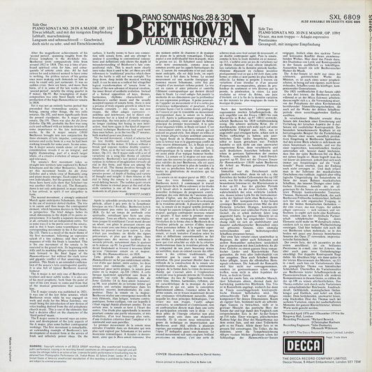 Ludwig van Beethoven, Vladimir Ashkenazy : Piano Sonatas Nos. 28 & 30 (LP)