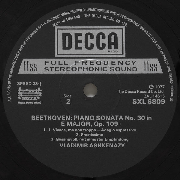 Ludwig van Beethoven, Vladimir Ashkenazy : Piano Sonatas Nos. 28 & 30 (LP)