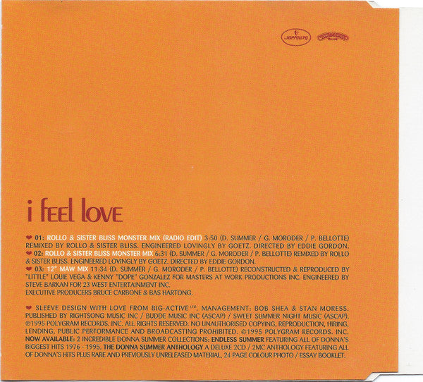 Donna Summer : I Feel Love (CD, Single)