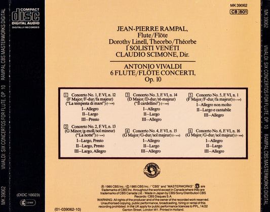 Jean-Pierre Rampal • Antonio Vivaldi • I Solisti Veneti, Claudio Scimone : 6 Concerti, Op. 10 (CD, Album)