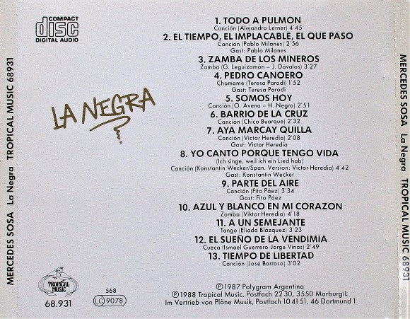 Mercedes Sosa : La Negra (CD, Album, Comp)