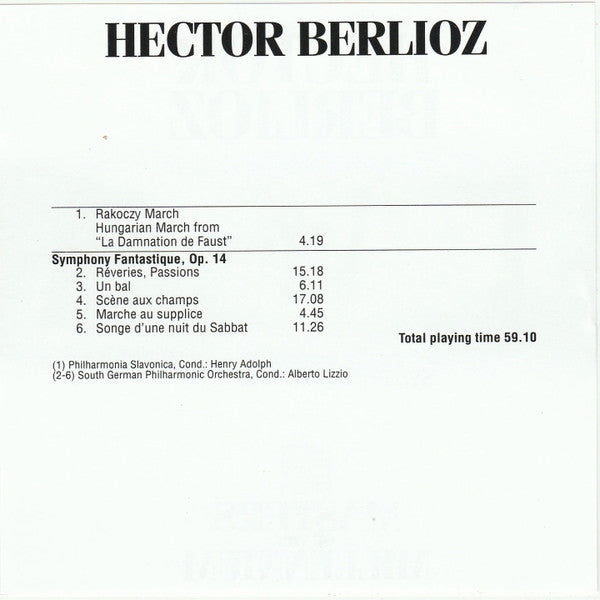 Hector Berlioz : Symphony Fantastique (CD, Comp)