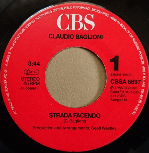 Claudio Baglioni : Strada Facendo (7")