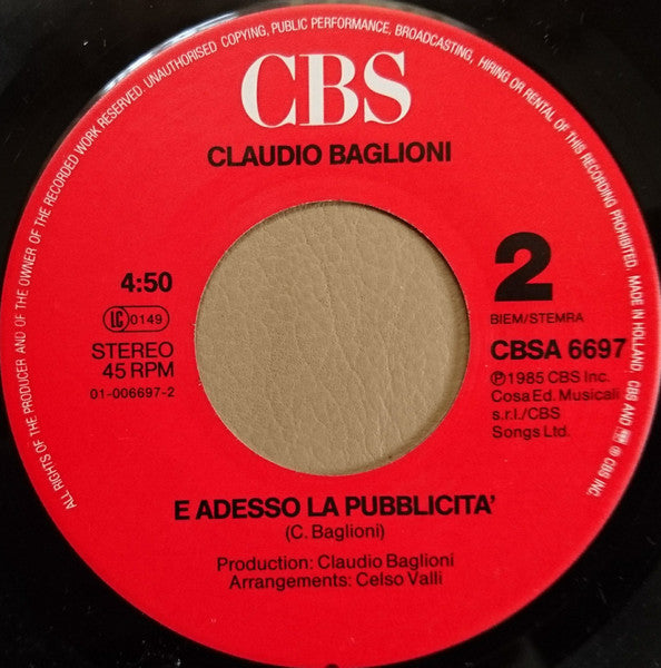 Claudio Baglioni : Strada Facendo (7")