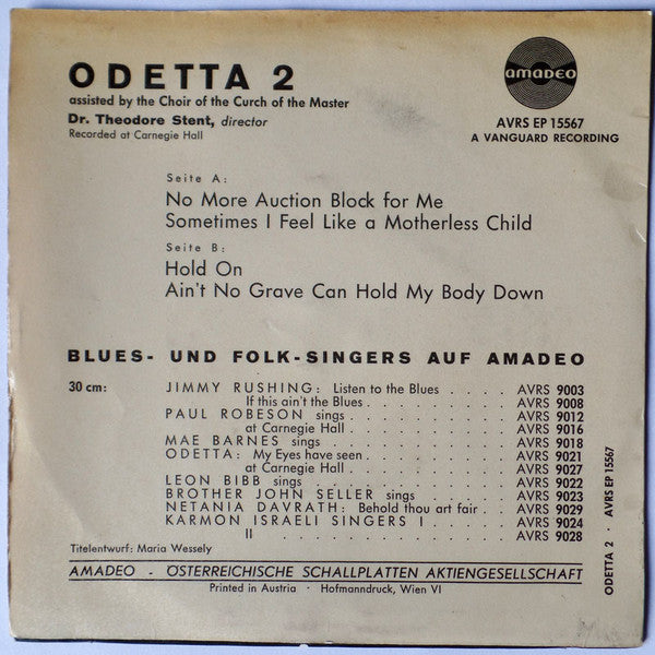Odetta : Odetta 2 (7", EP)
