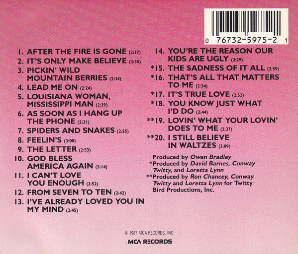 Conway Twitty & Loretta Lynn : 20 Greatest Hits (CD, Comp)