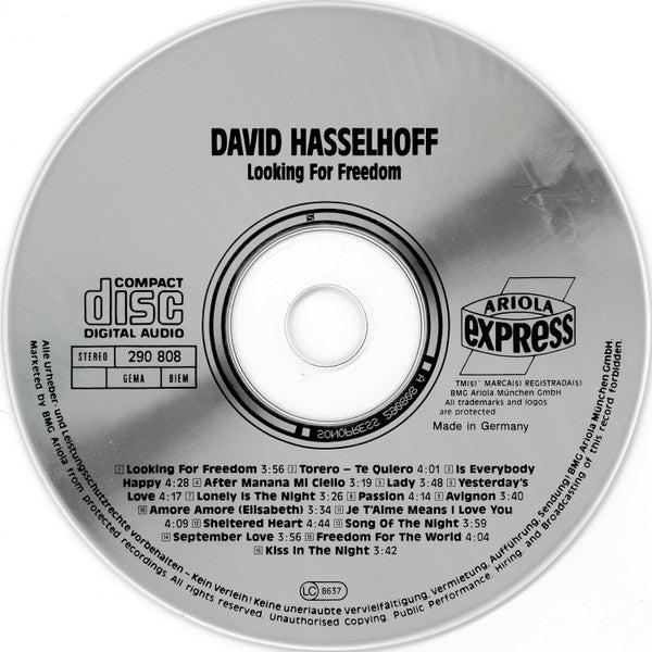 David Hasselhoff : Looking For Freedom (CD, Comp)