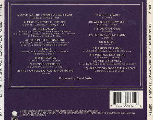 "Dreamgirls" Original Broadway Cast : Dreamgirls Original Broadway Cast Album (CD)