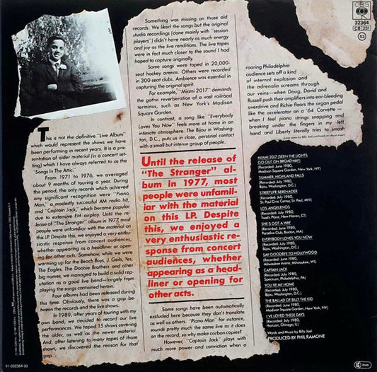 Billy Joel : Songs In The Attic (LP, Album, RE, Sun)