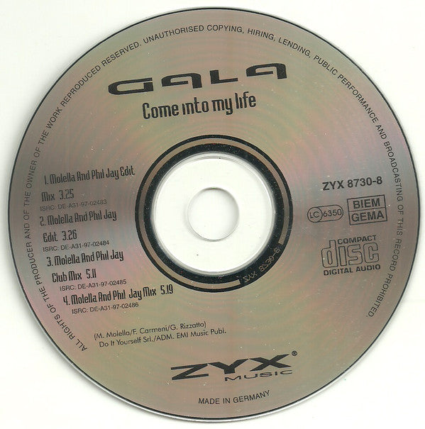 Gala : Come Into My Life (CD, Maxi, Sil)