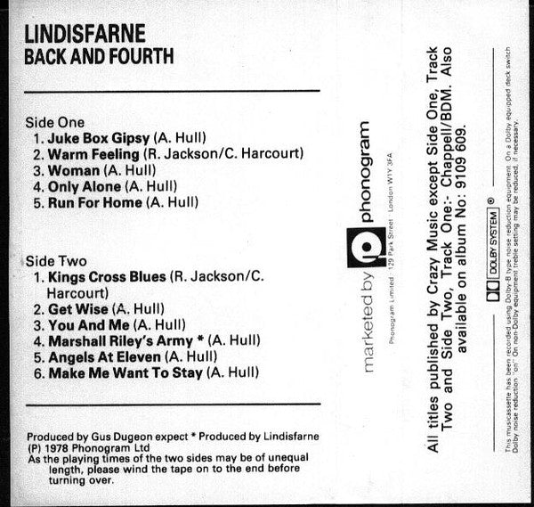Lindisfarne : Back And Fourth (Cass, Album)