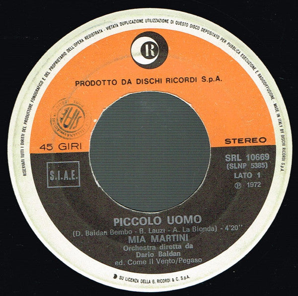Mia Martini : Piccolo Uomo (7")