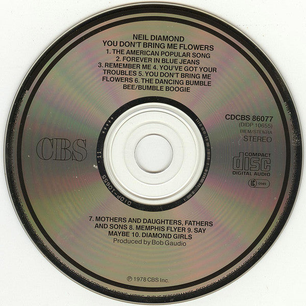 Neil Diamond : You Don't Bring Me Flowers (CD, Album, RE)
