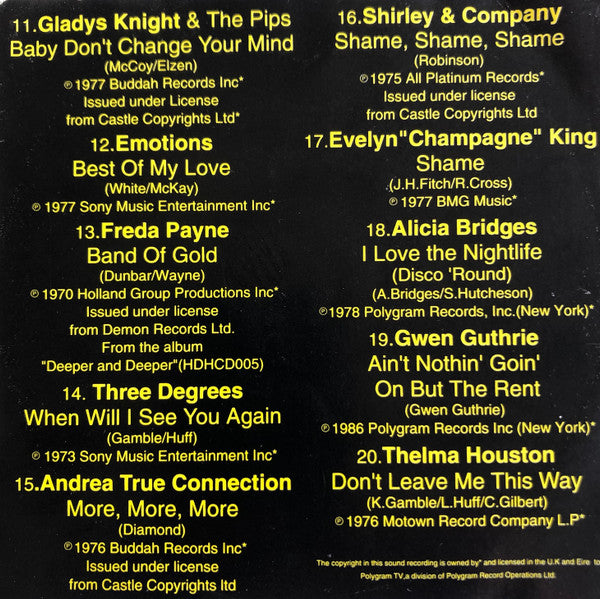 Various : Disco Divas - 20 Dance Classics (CD, Comp)
