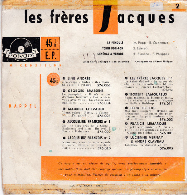 Les Frères Jacques : 2 - La Pendule (7", EP)