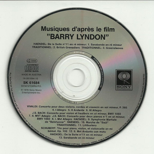 Various : Barry Lyndon (Musiques Du Film) (CD, Comp)