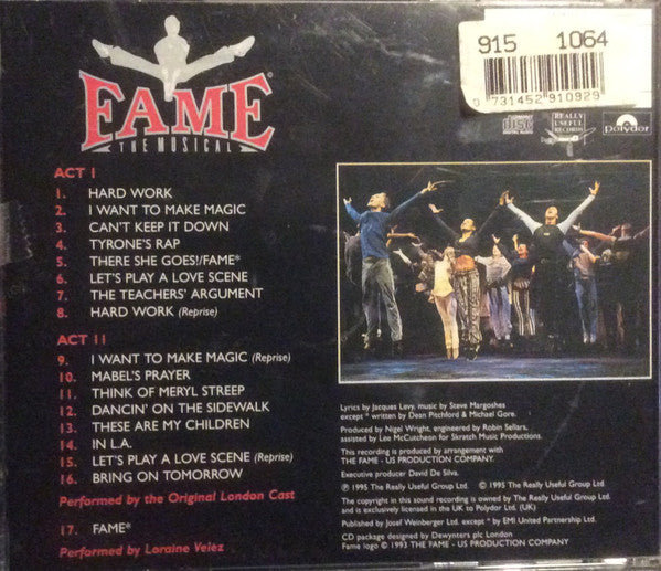 "Fame" Original London Cast : Fame (The Musical) (CD, Album)