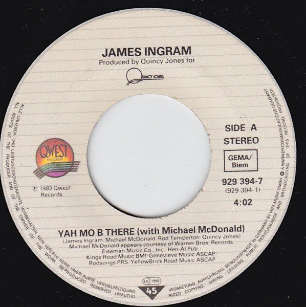 James Ingram & Michael McDonald : Yah Mo B There (7", Single)