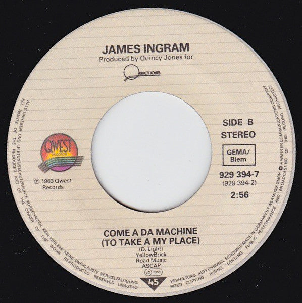 James Ingram & Michael McDonald : Yah Mo B There (7", Single)