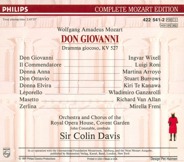 Wolfgang Amadeus Mozart - Sir Colin Davis : Don Giovanni - Dramma Giocoso, KV 527 (3xCD, Album, RE, RM + Box, Sli)